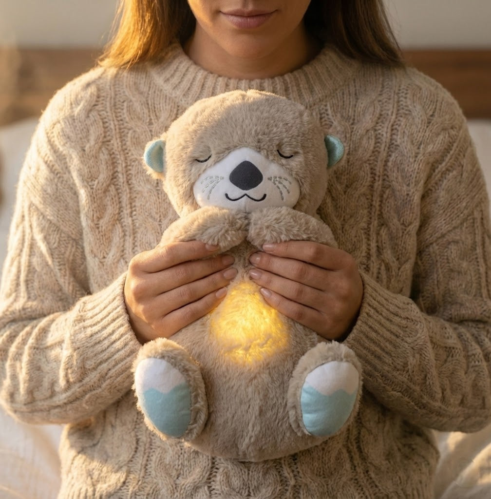 Breathing otter plush toy for anxiety relief and sleep support.