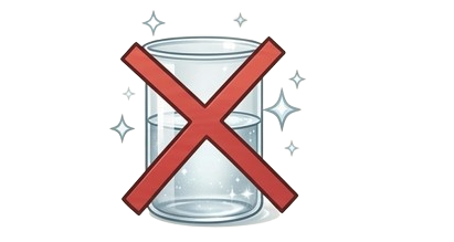 herbal tea healthy no Plastic microplastic Clear glass container with a red cross through it on a white background, 